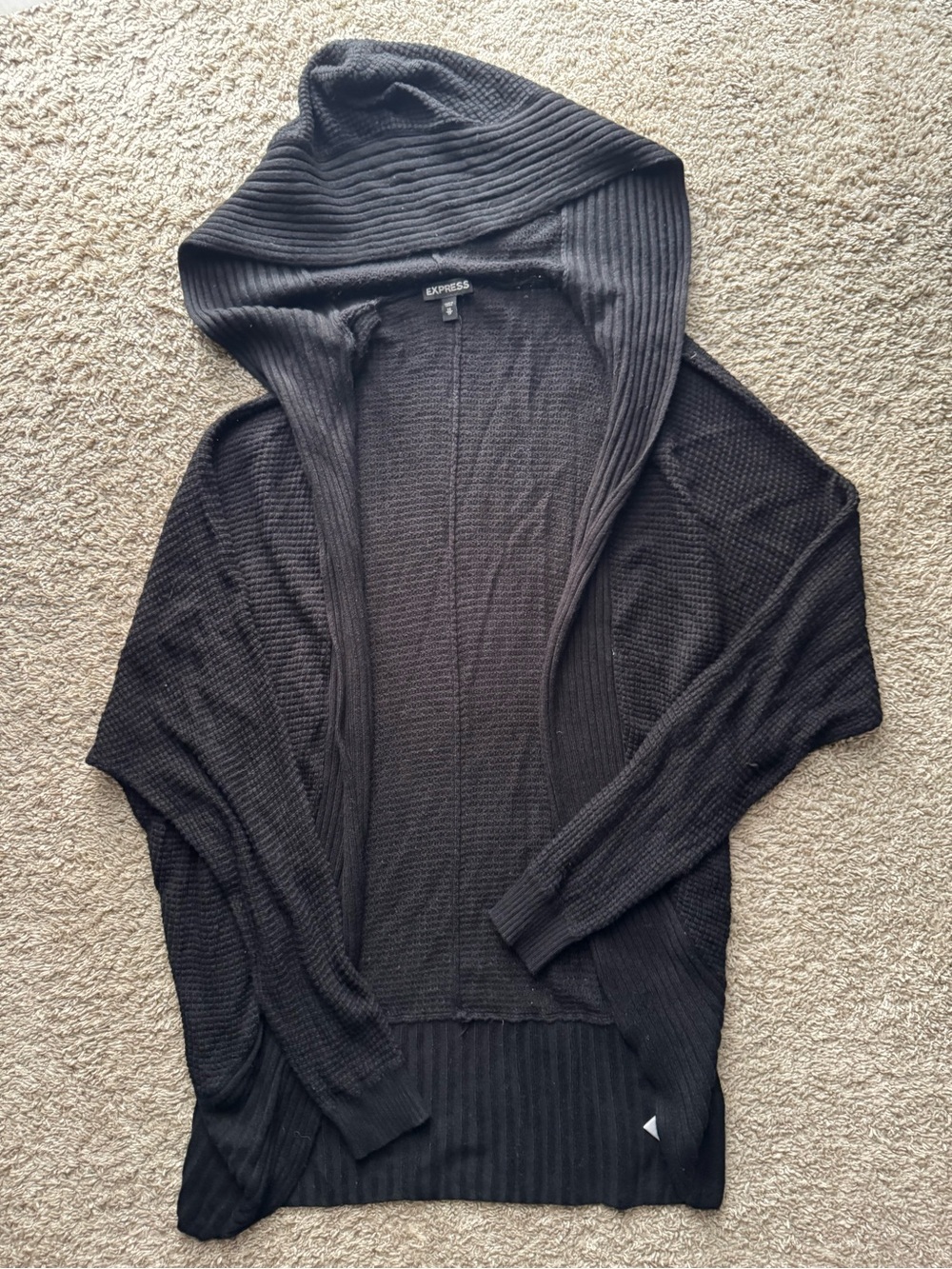 Express Black Hooded Open Front Cardigan Sweater Size XS